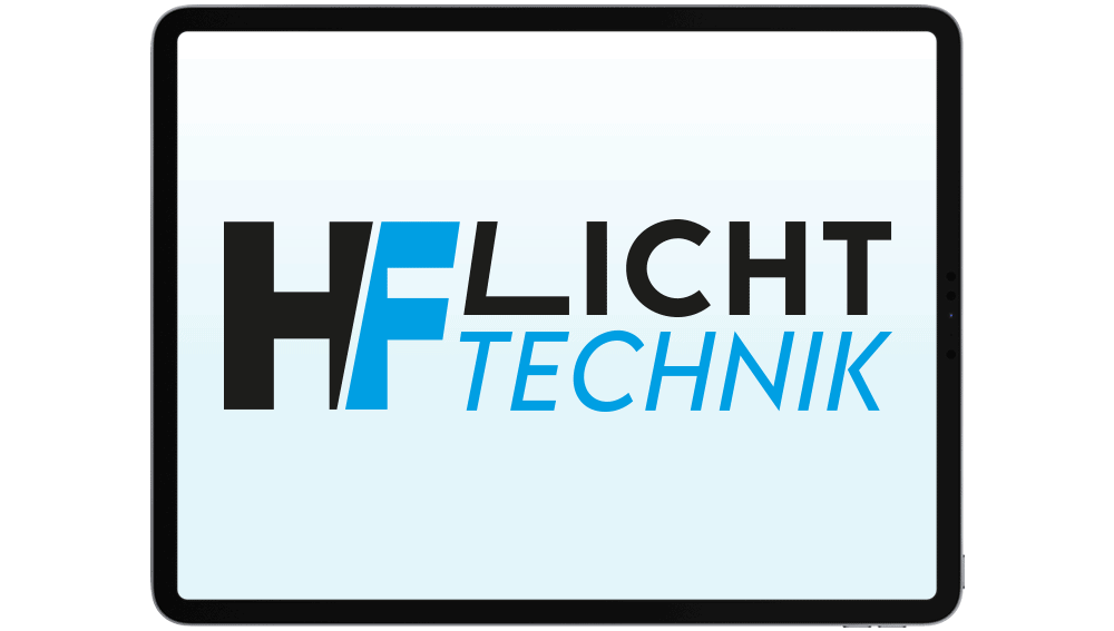 Logo HF Lichttechnik Projekt Referenz Logodesign Case Study