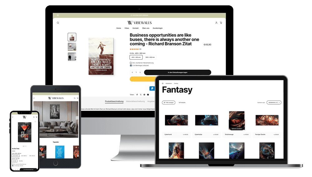 vibewalls.de Onlineshop Case Study Referenz Projekt